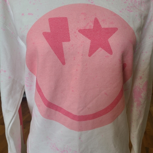 NWOT Splatter Happy Face Crew Neck Sweatshirt Size Small - Picture 3 of 6